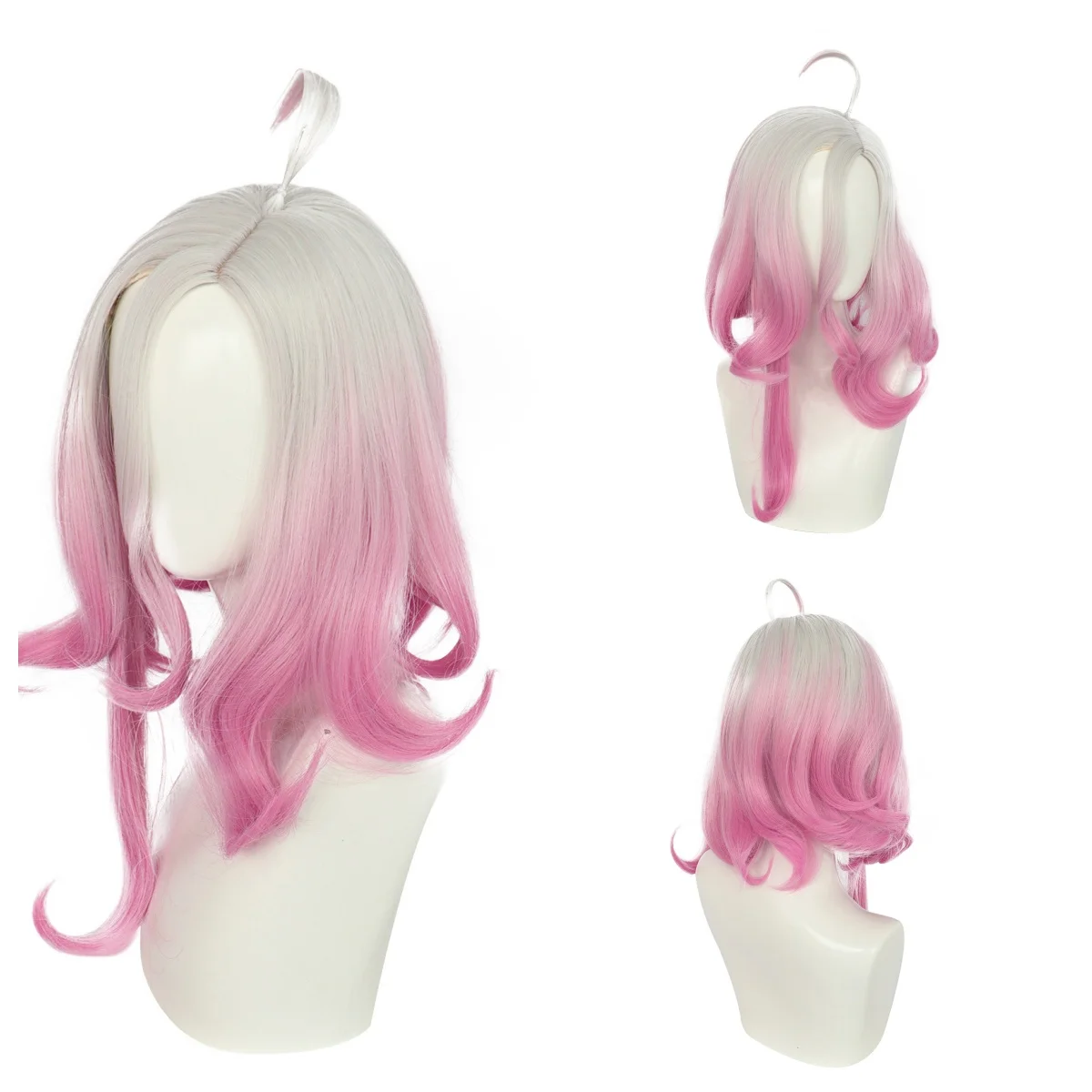 

Light Gray to Pink Curly Synthetic Wig with Antenna Heat Resistant for Women Anime Cosplay Party Halloween Party Daily Wear