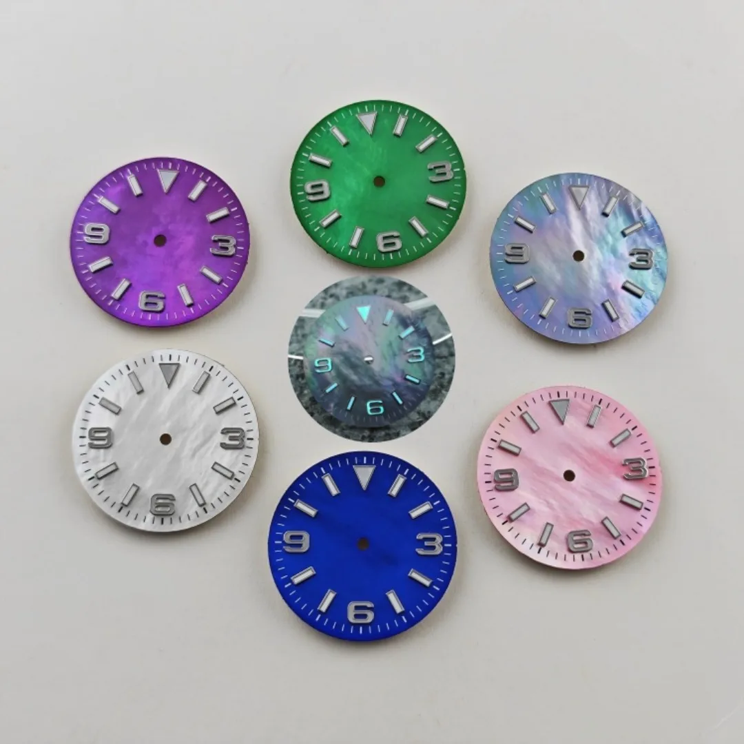 Циферблат часов 28,5 мм с натуральной поверхностью корпуса BGW9, светящиеся модифицированные аксессуары для часов ледяного синего цвета для механизма NH35