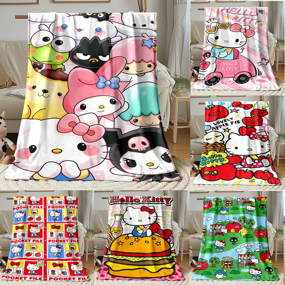 

Sanrio Hello Kitty Plush Blanket Bed Sheet Children Adult Soft Blankets Cartoon Aircondition Nap Blanket Spring Fluffy Quilt