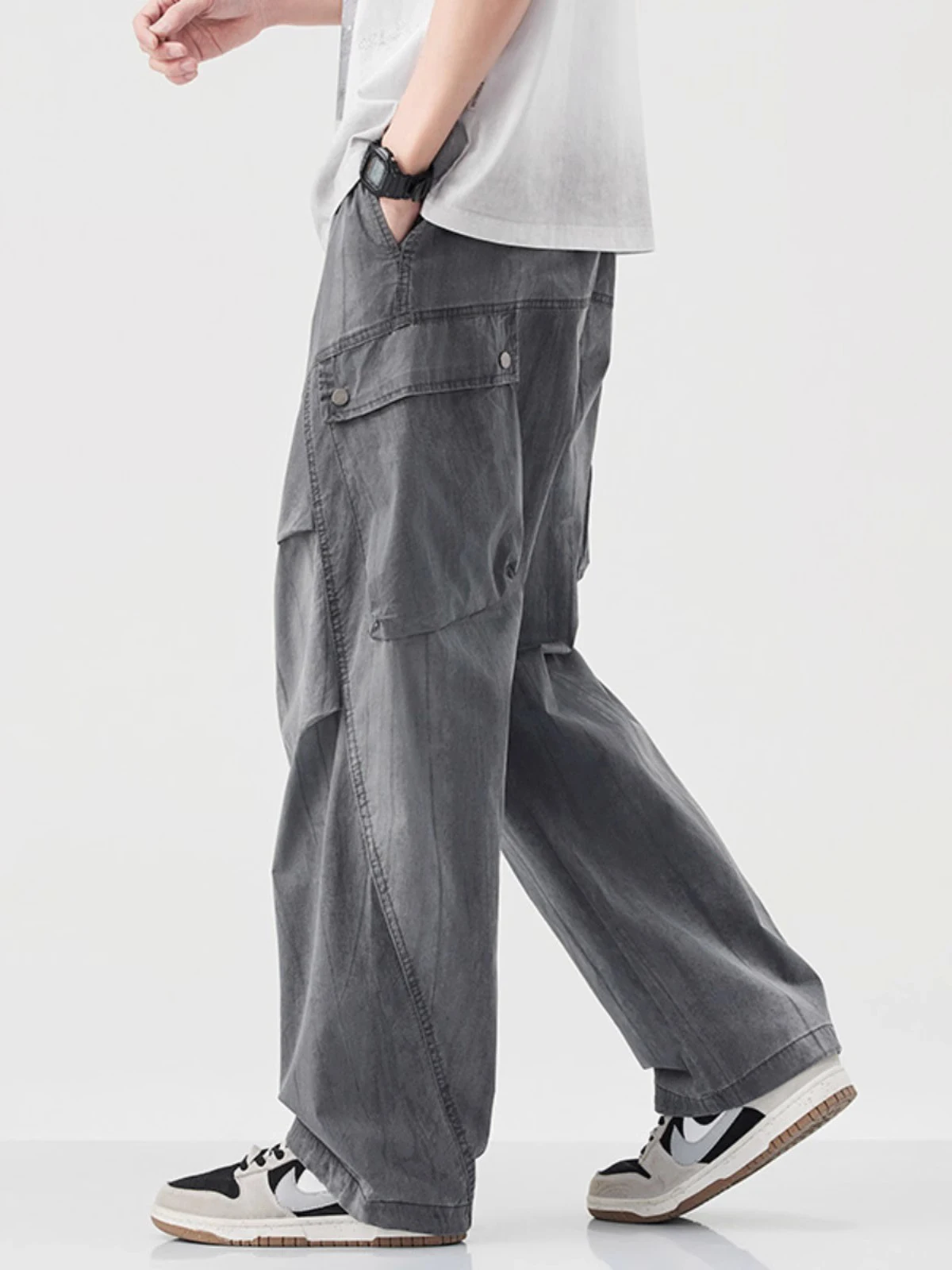 Pantalones de trabajo de paracaidista holgados Retro americanos para hombre, ropa de trabajo informal de pierna recta, marca de moda de Hong Kong, otoño