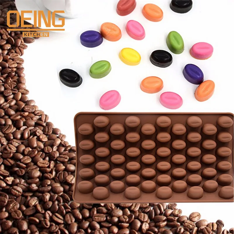 New Arrival High Quality Silicone 55 Cavity Mini Coffee Beans Chocolate Sugar Candy Mold Mould Cake Decor