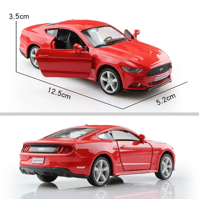 Ford Mustang-Modèle réduit de voiture en alliage léger, échelle 1:36, véhicule à nervures arrière, collection de cadeaux pour enfants, 2015