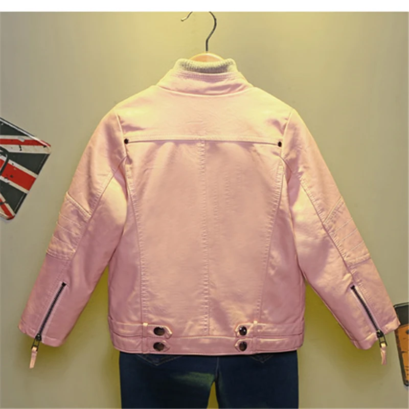 الفاخرة الاطفال الأطفال ربيع الخريف سترة جلدية للفتيات التوأم معطف بولي يوريثان عادية أسود أحمر وردي اللون الملابس الجلدية 2-14 Y