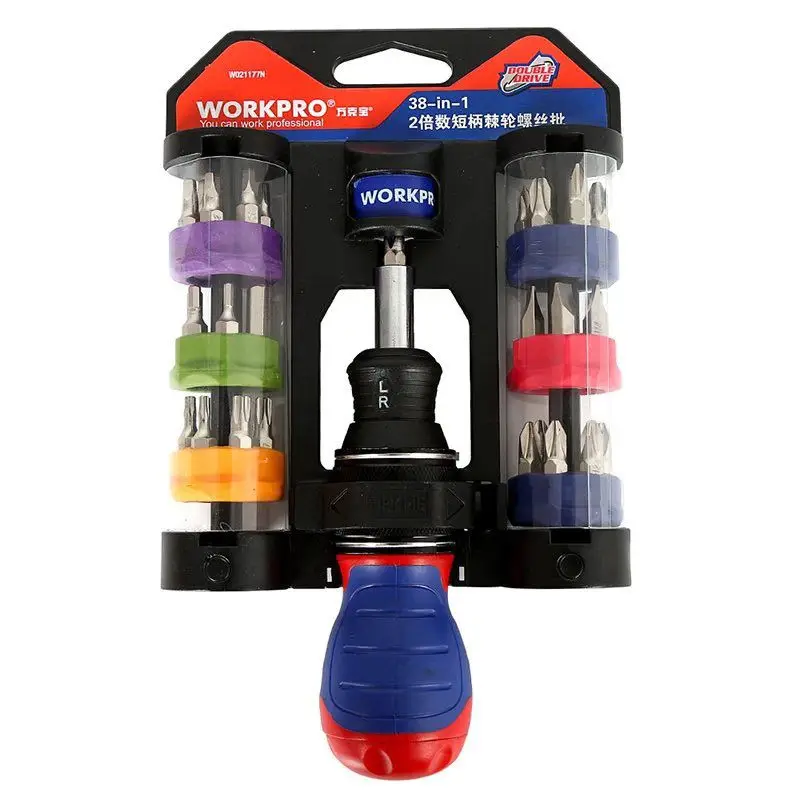 

Workpro 38 in 1 Double Speed Ratchet Screwdriver Set with Multifunctional Adjustable Inner Cross Shaped Triangular Screw Driver