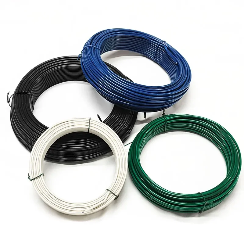 1kg/coil Green/blue/black color pvc coated tie gi wire for clothesline wire