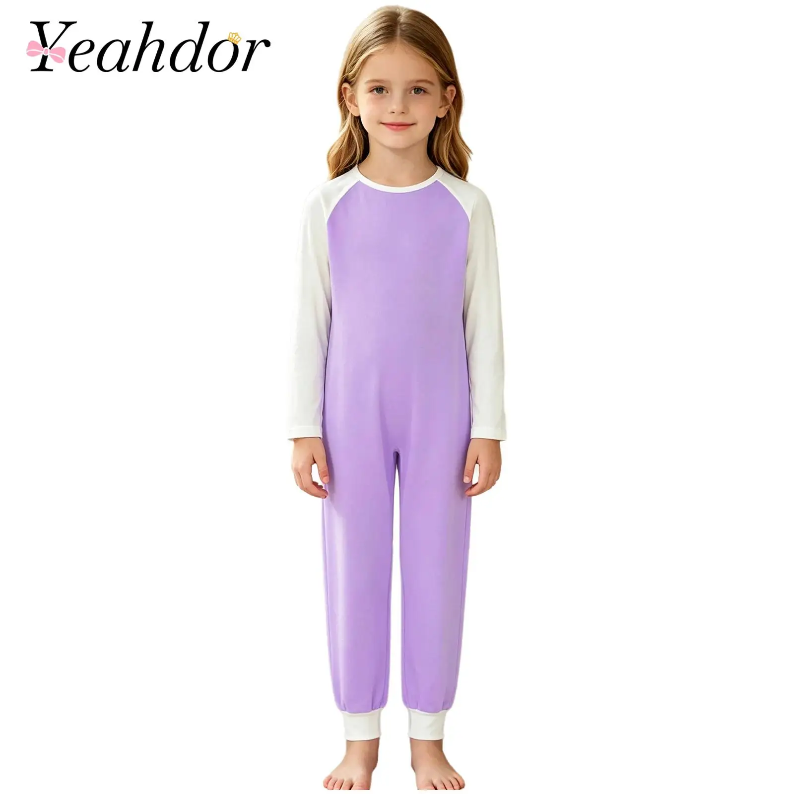 Kids Color Block Jumpsuit Boys Girls Special Needs Adaptive Clothing Long Sleeve Anti-stripping Zipper Workout Yoga Bodysuit