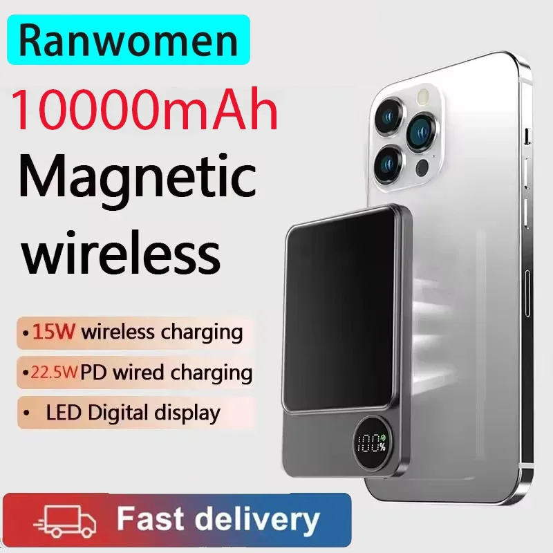 

10000mAh Power Bank Magnetic Wireless Portable PowerBank PD 22.5W Magsafe Fast Charge External Battery For iPhone 15 14 Xiaomi