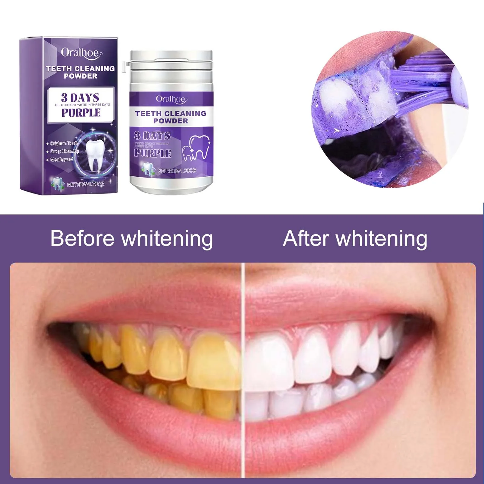 Teeth Whitening Powder Has A Whitening Effect,Which Is Effective For Deep Stains And Can Quickly Bleach Teeth Cleaning Powder