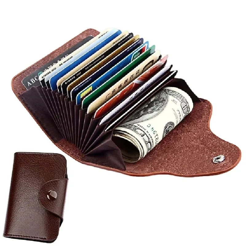 

Кожаный визитник-кошелек для мужчин, портативный картхолдер для банковских карт, карман для хранения наличных, держатель для удостоверений личности, многофункциональный слот для карт