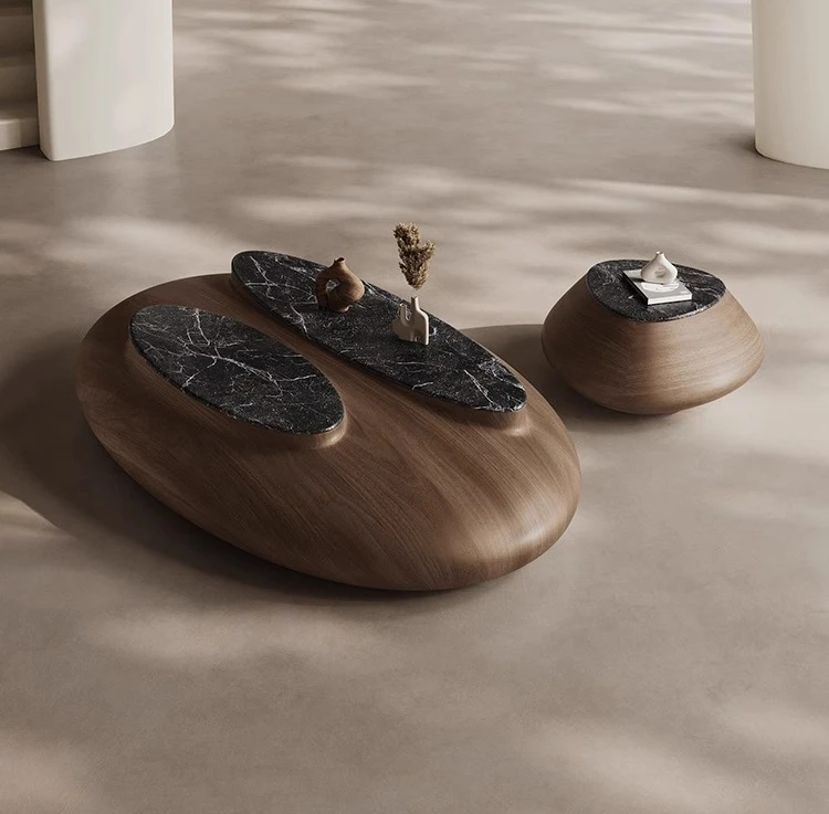 

*Designer Italian minimalist coffee table combination living room home art high-end walnut coffee table