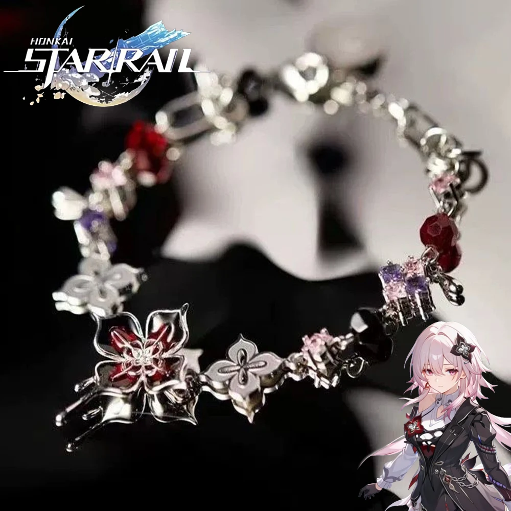 Unisex Punk Metal Star Rail March 7th Evernight Cosplay Bracelet Hand Chain Bangles Jewelry for Halloween