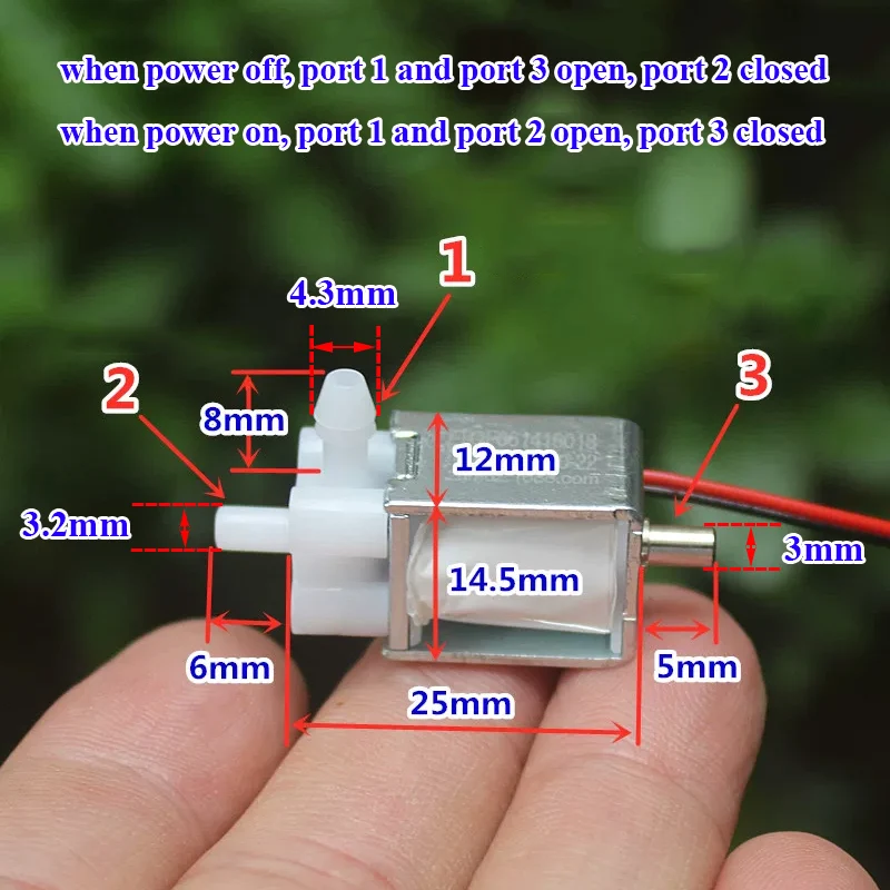 2-Position 3-Way Mini Solenoid Valve DC 5-6V Air Water Exhaust Gas Vent Switch for DIY