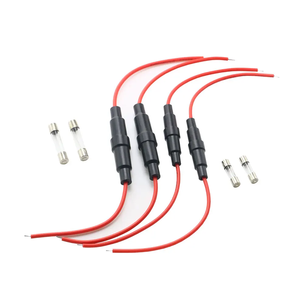 5PCS 5*20mm 6*30mm Glass Fuse Holder Screw Type 5X20mm with 16 18 20 22AWG Wire Cable 250V 5X20MM Glass Fuse Tube Fuse Casing