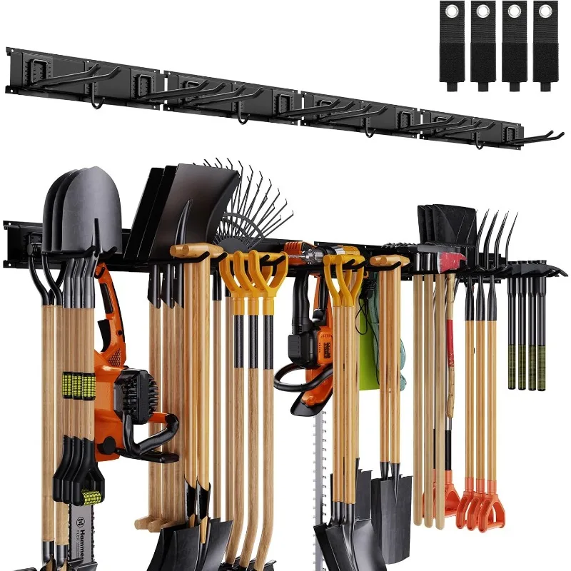 Garage Tool Organizer Wall Mounted, 64 Inches Adjustable Garden Tool Organizer Rack, 20 Pcs Heavy Duty Yard Tool Organizer