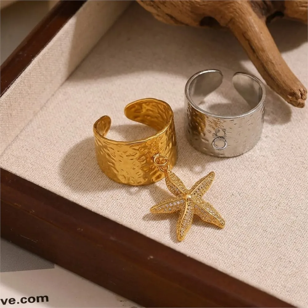 5Pcs Stainless Steel Chunky Wide Rings for DIY Jewelry Making