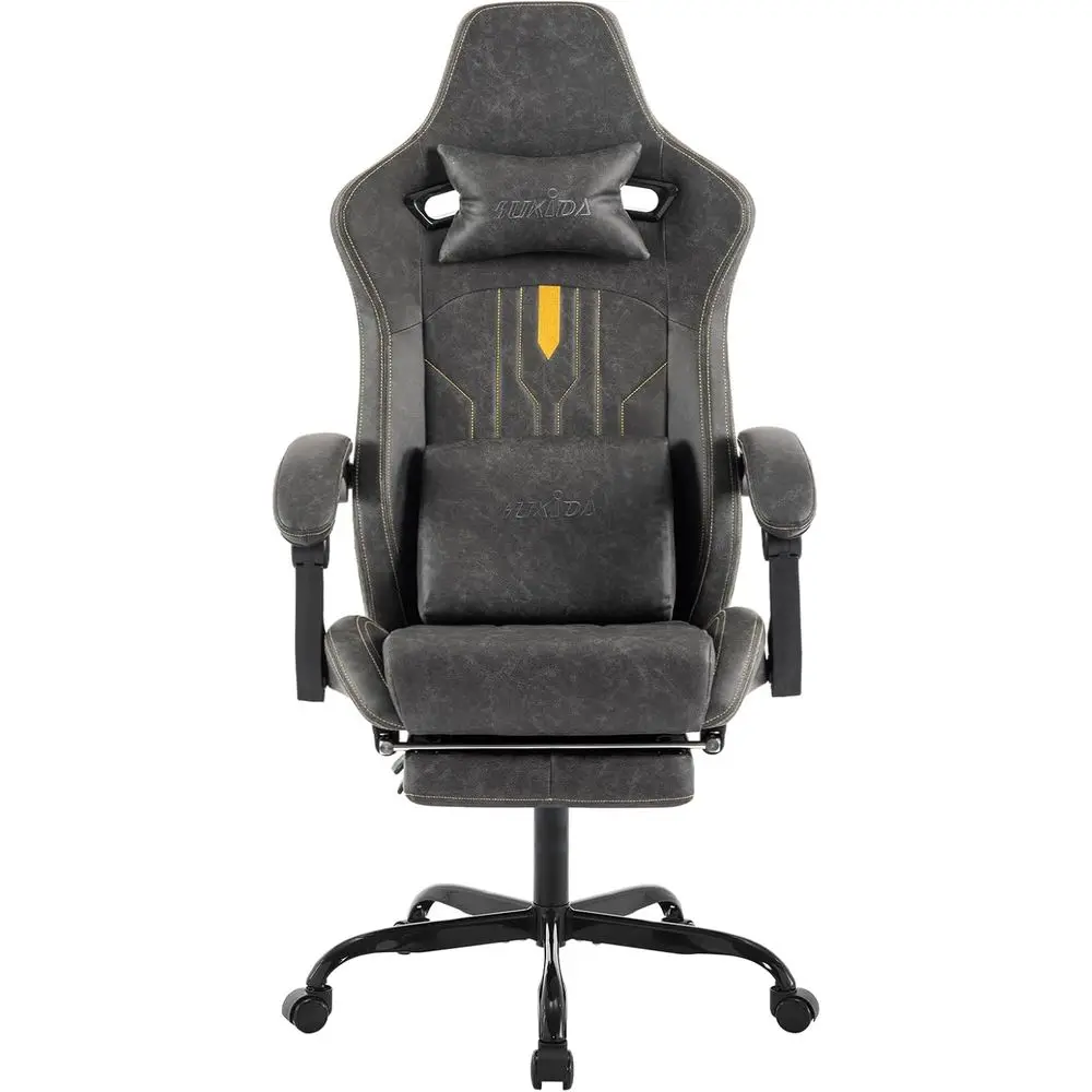 Gaming Chair with ootrest Ergonomic Computer Chair Massage Lumbar Cushion, Racing Video Game Chair Adjustable Rocker Recliner Ex