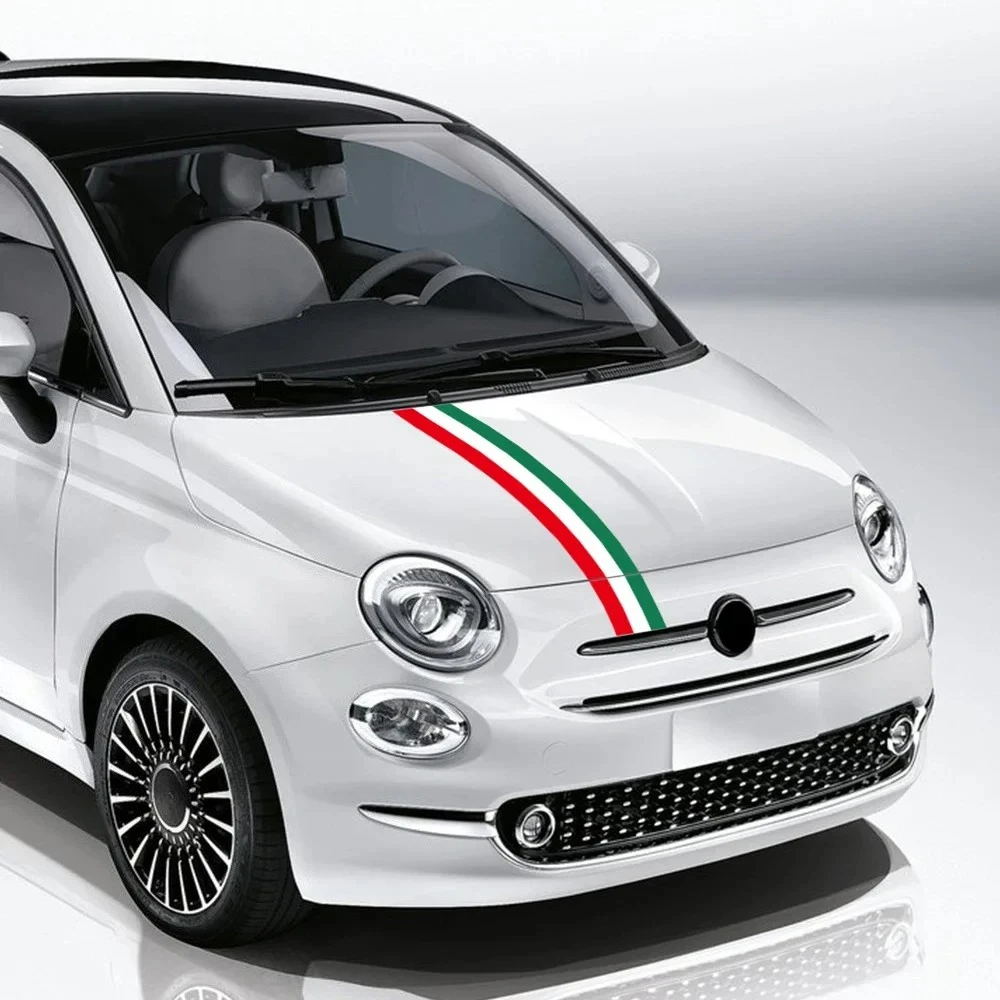 Italien-Flagge Styling Auto-Motorhauben-Aufkleber Selbstklebender wasserdichter Vinyl-Aufkleber für Fiat Abarth 500 500x Dekorationszubehör