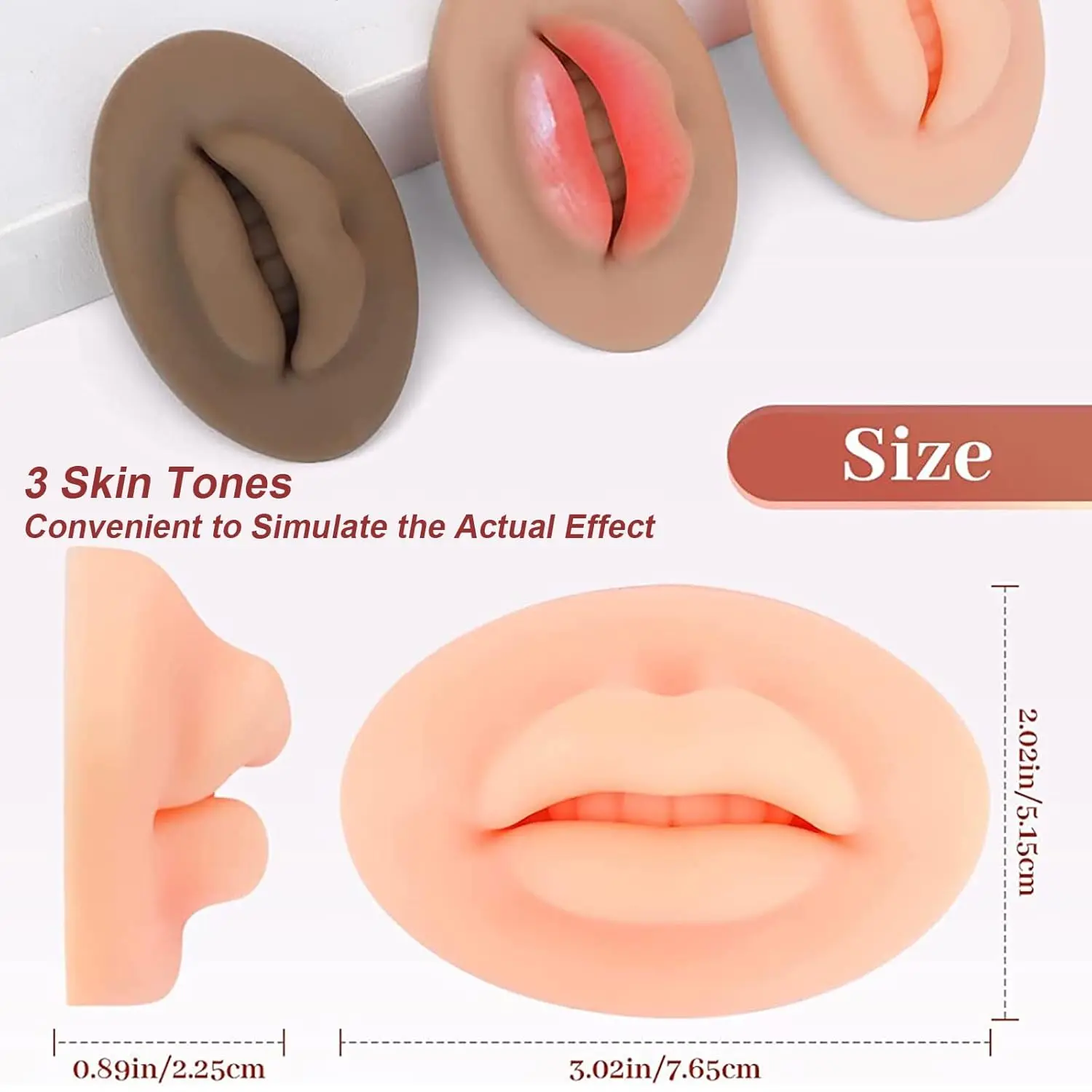 JUNM 10PCS 5D Silicone Fake Lips Soft Tattoo Makeup Practice Models for Semi-Permanent Makeup Training