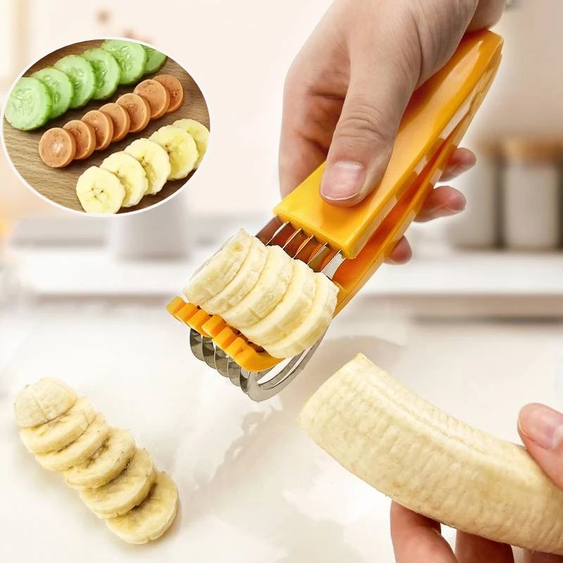 

Stainless Steel Vegetable Chopper Banana Cucumber Slicer Multifunctional Manual Fruit & Vegetable Cutter Kitchen Tool For Home