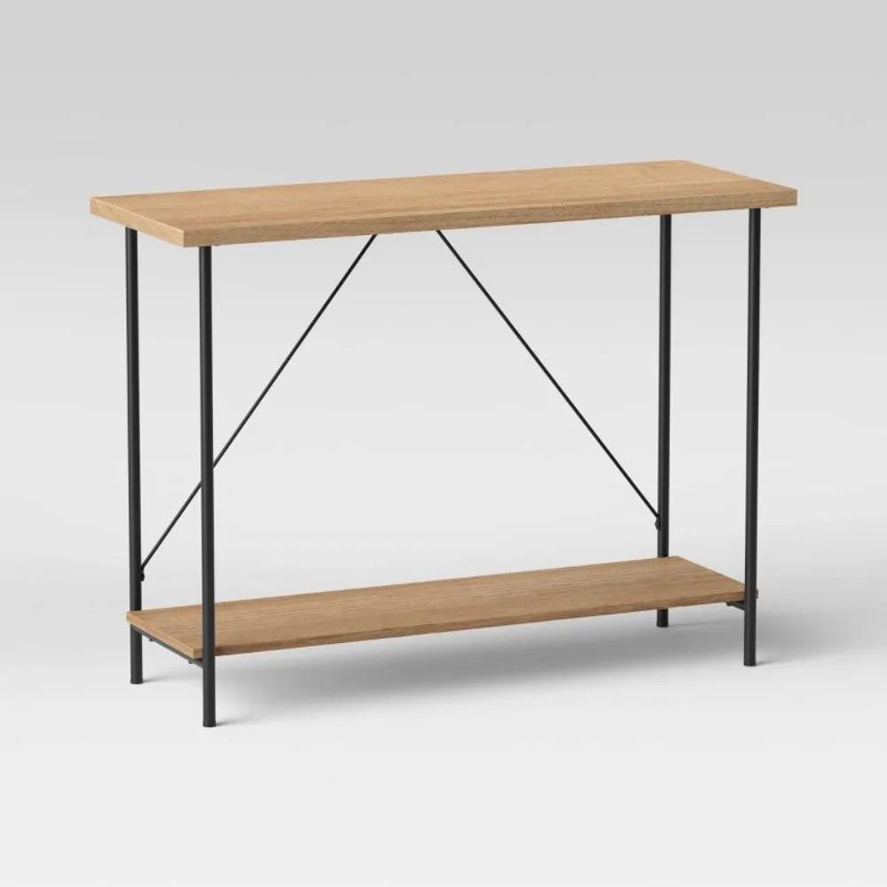 

2024 New Small Computer Desk, Wood and Metal Console Table, Natural