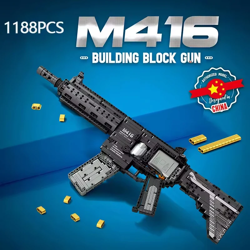 

1188 шт. M416 винтовка, строительный блок, модель городской полиции, военное оружие, серия, пистолет-головоломка, сборка, кирпичи, игрушки для мальчика, подарок ребенку