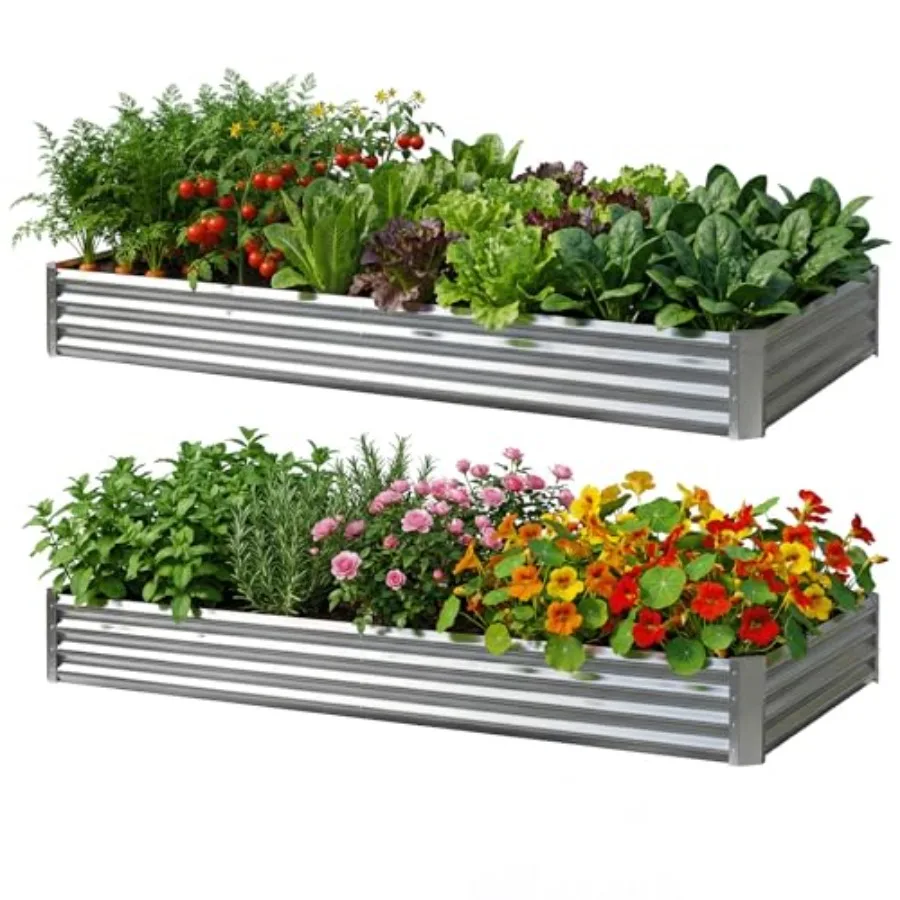 

2Packs 6X2X1 Feet Raised Garden Beds Outdoor, Planter Raised Beds for Gardening, Vegetables, Flowers, Large Metal Garden Box, D