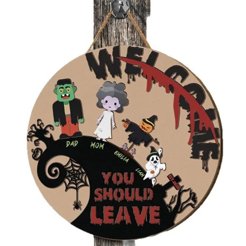 

Front Door Wall Decorations, Interchangeable Welcome Sign With 21 Changeable Icons For Fall Halloween Porch Yard-AA25