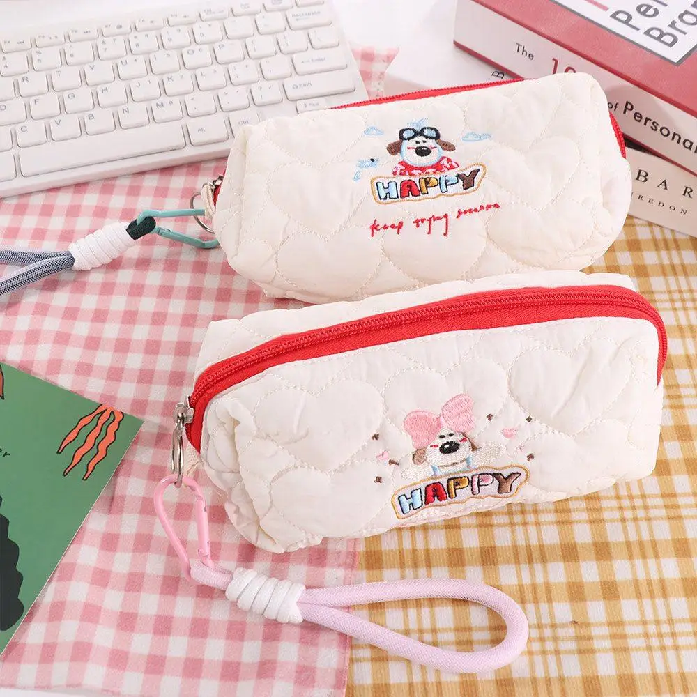 Прекрасная вышитая сумка для канцелярских принадлежностей для собак и щенков с подвесной веревкой, настольное хранилище, пенал в корейском стиле, большая вместимость, стиль Ins