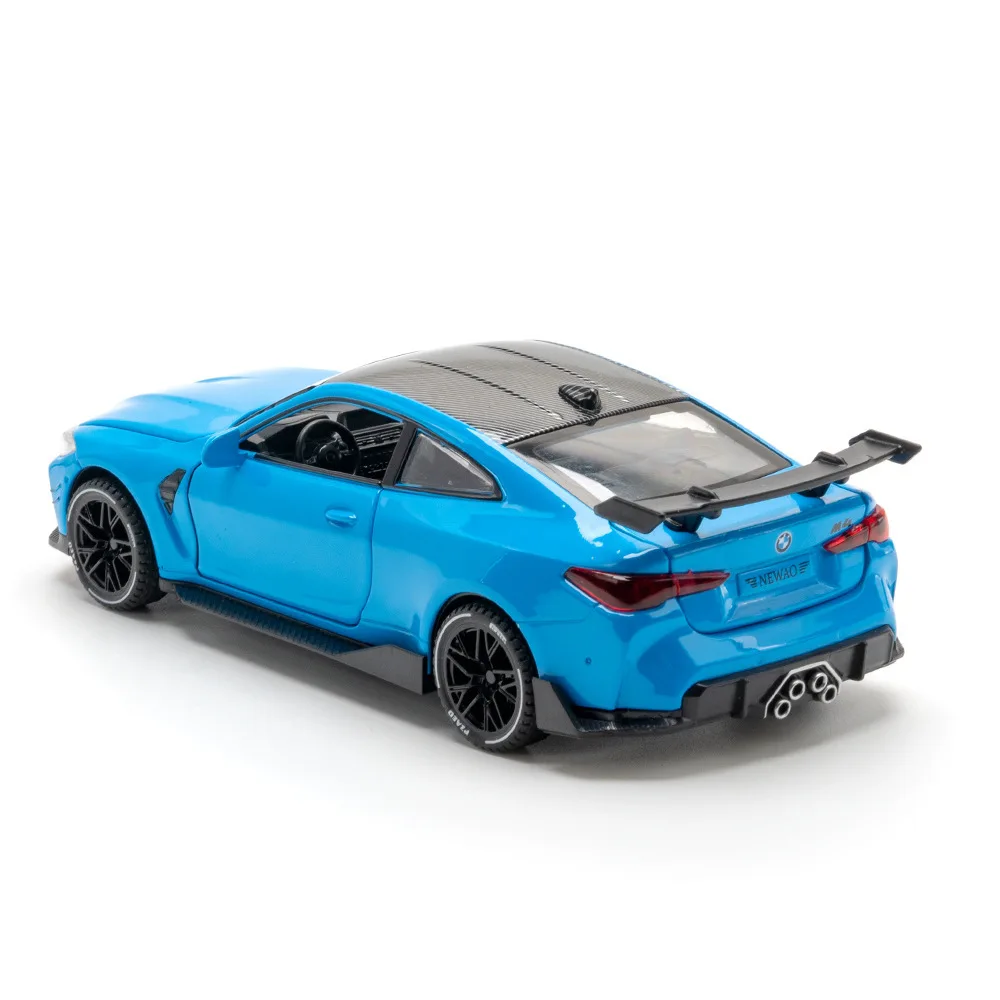 BMW M4 modelo de carro esportivo liga, 1:32 dietas e brinquedos, modelo metálico, luz e som, brinquedos de carros, colecionáveis, presentes para crianças, A579