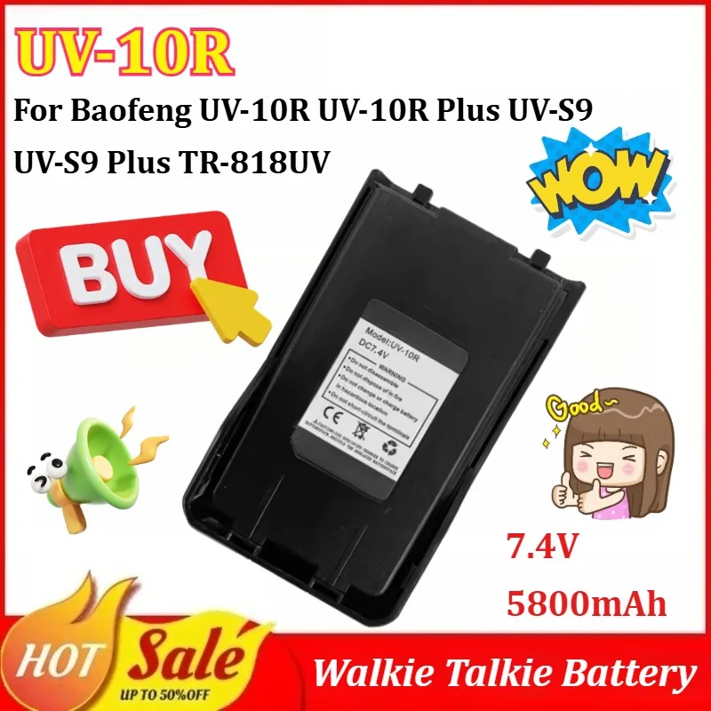 

New UV-10R 7.4V 5800mAh Walkie Talkie Batteries for Baofeng UV-10R UV-10R Plus UV-S9 UV-S9 Plus TR-818UV Replacement Battery