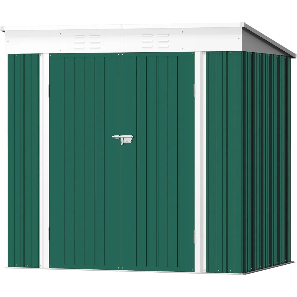 6 x 8 FT Outdoor Storage Shed, Metal Garden Tool Sheds & Outdoor Storage House with Sloped Roof for Patio Lawn Backyard (Green)