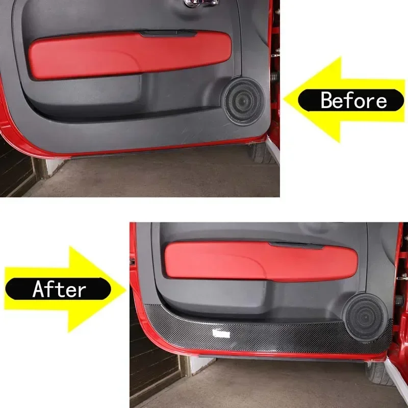 

For Fiat 500 2011-2019 Soft Carbon Fiber Car Interior Door Protection Anti-kick Protection Panel Cover Trim Car Accessories