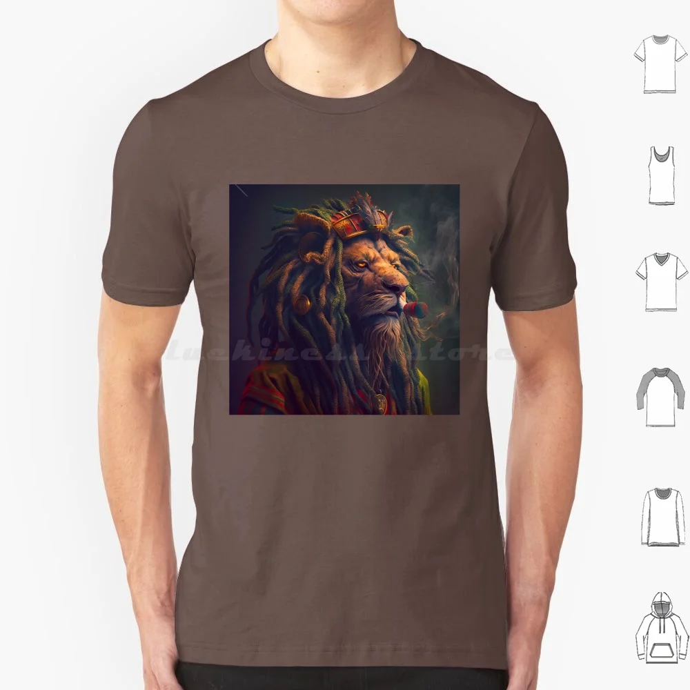 Rastafari Lion Smoking One Love Jah Bless T Shirt 6xl Cotton Cool Tee Rastafari Lion One Love Jah Bless Reggae Jamaica Graphic