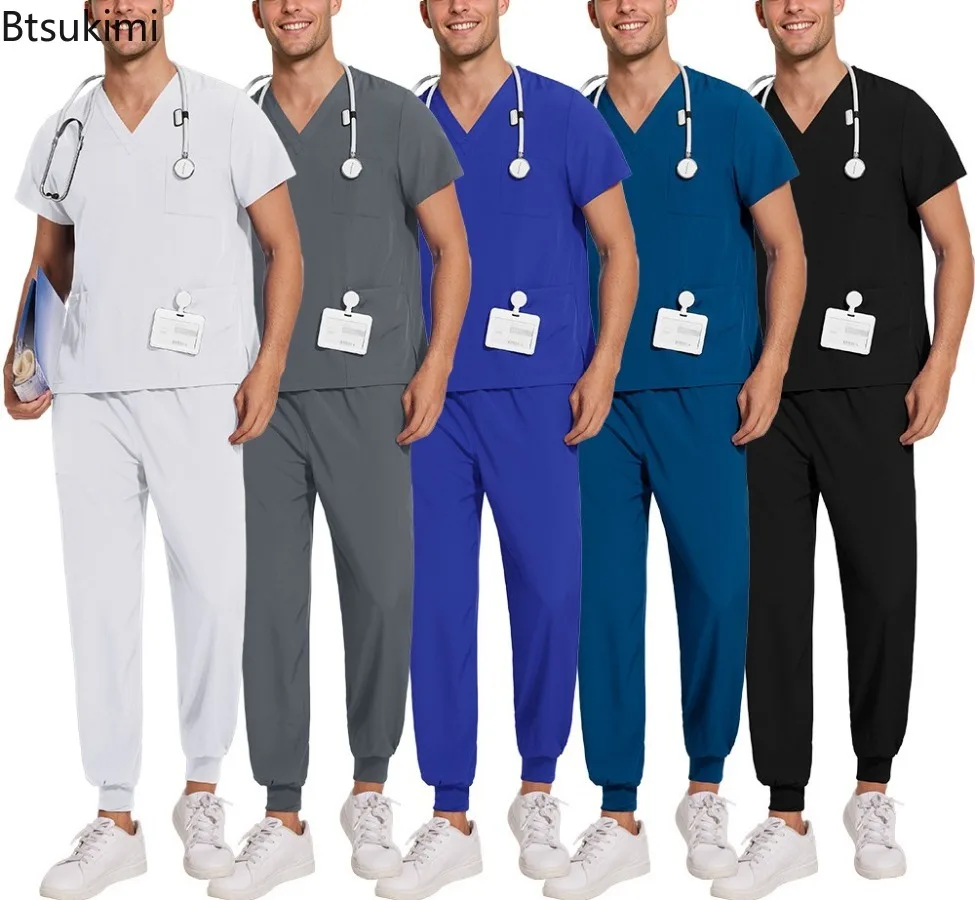 uniformes-de-trabalho-para-homens-e-mulheres-conjuntos-de-calcas-e-blusas-de-manga-curta-para-medicos-enfermeiros-farmaceuticos-e-profissionais-de-laboratorio