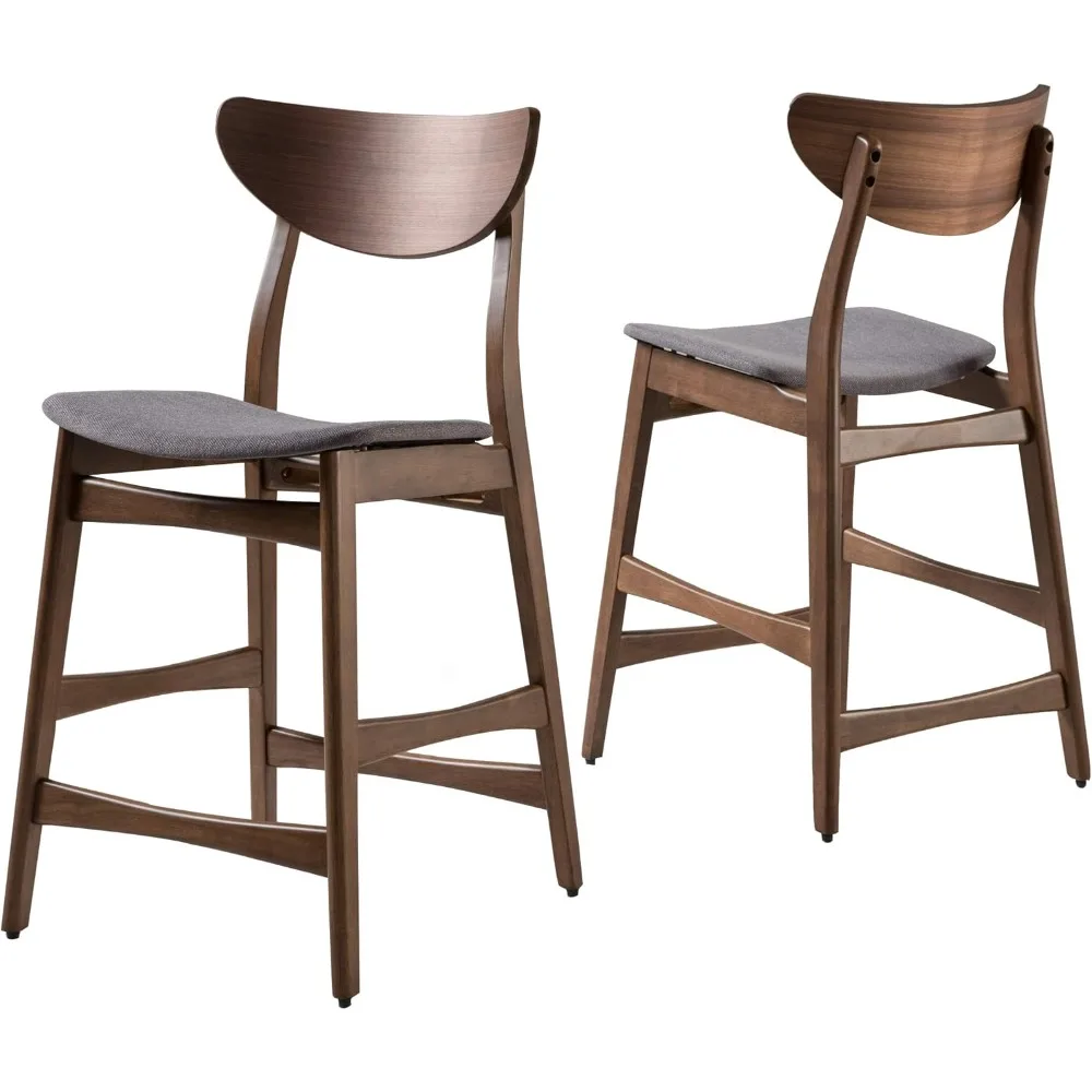 

Gavin Counter Chairs, 2-Pcs Set, Textile, Dark Grey / Walnut Finish