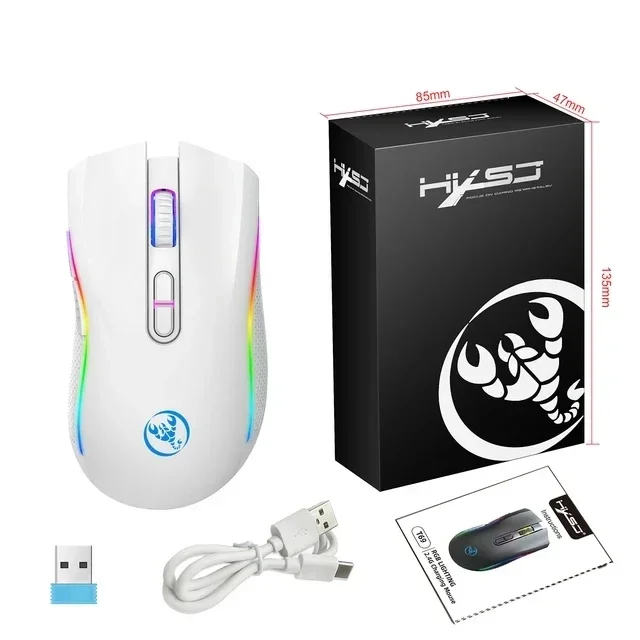 ZLRLMHY 2.4G Wireless Mechanical Mouse RGB Gaming Mouse Ergonomic 7 Programmable Buttons 10 Million Keystroke Lifetime 4800DPI