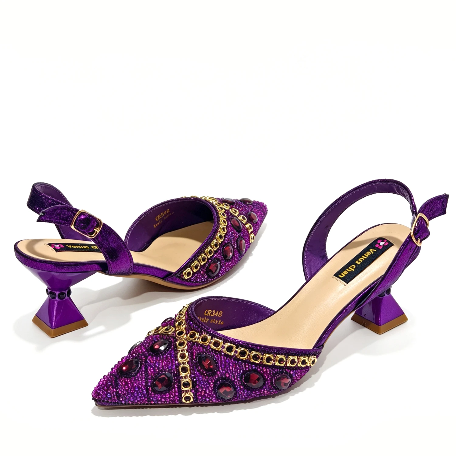Shiny Purple Color Shoes and Bag Elegant Handbags and Medium Heel Shoes Beautiful Handmade Shoes for Wedding Party