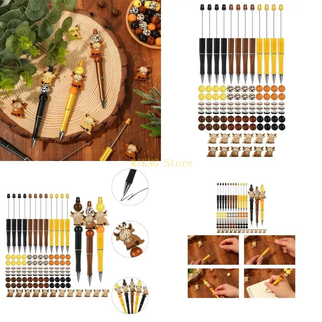 

12x Beadable Pens Smooth Writing Pen DIY Beads Pens Making Yak Ballpoint Pens School Office Supplies best sale