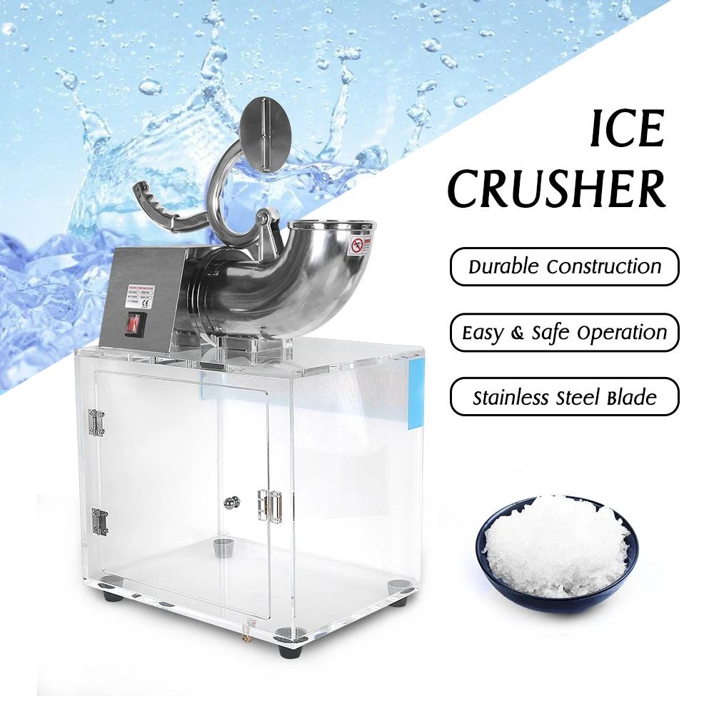 Máquina Eléctrica de hielo triturado con caja de almacenamiento de hielo acrílico, licuadora de bebidas, conos de nieve, batidora, trituradora de hielo