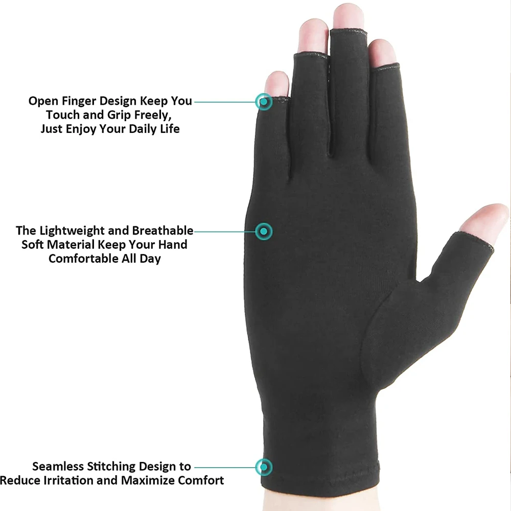 Rheumatoid Arthritis Gloves,Men and Women Fingerless Compression Wrap for Hand Pain and Osteoarthritis for Arthritic JointRelief