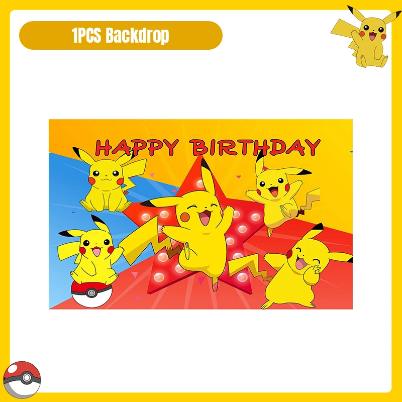 Pokemon compleanno decorazione stoviglie tazza piatto tovaglia palloncini Banner sfondo Pikachu forniture per feste di compleanno per bambini