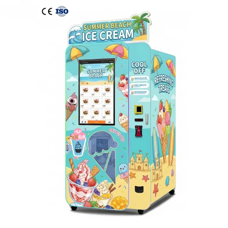 Ice Cream Vending Machine Automatic Soft Serve Dispenser Smart Touch Fast Cooling Commercial Use