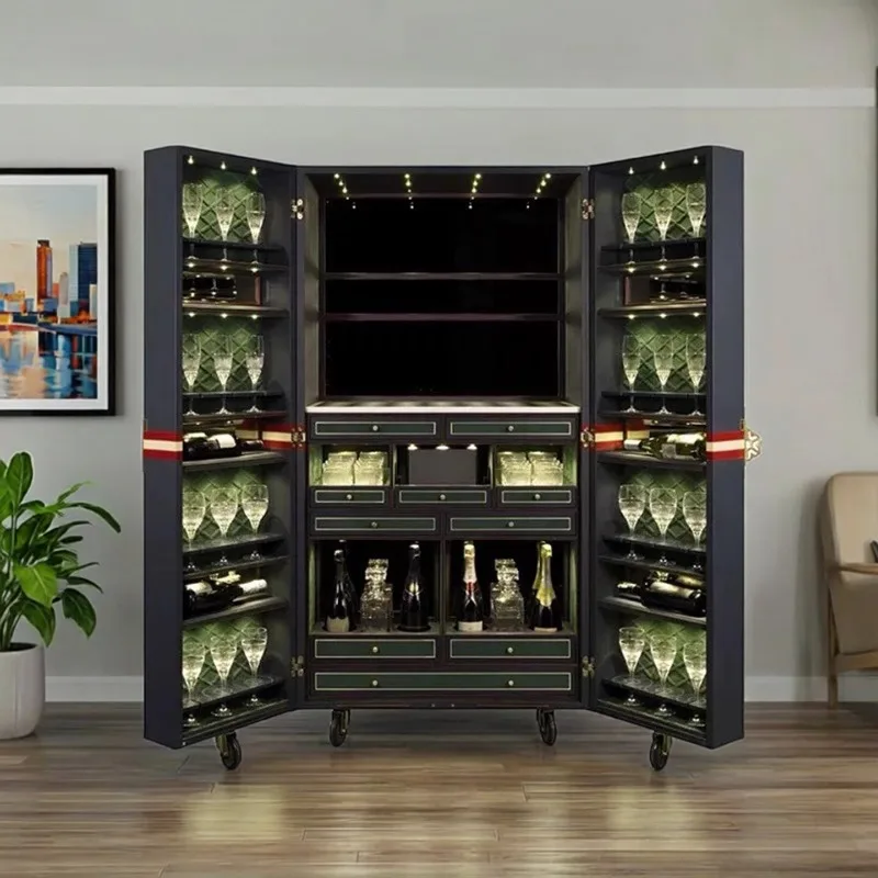 Italian light luxury designer wine cabinet villa luxury home living room high-end removable leather box dining side cabinet