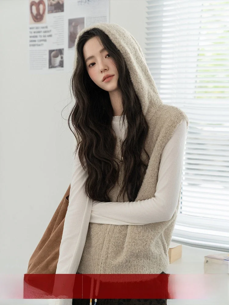 

MoZao Women's Knitted Hat Sweatirt Vest Autumn Winter Outerwear Svel Open Cardigan Jaet Zipper Design Regular Length