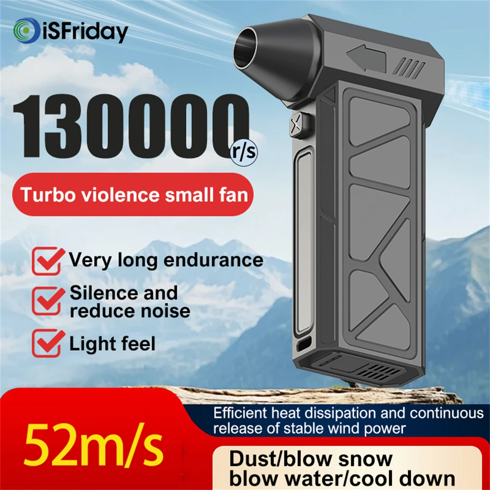 

52m/s High-speed Brushless Motor 4 Gears Rechargeable Air Duster Blowing and Suction With Lighting Turbo Jet Fan Dropshipping