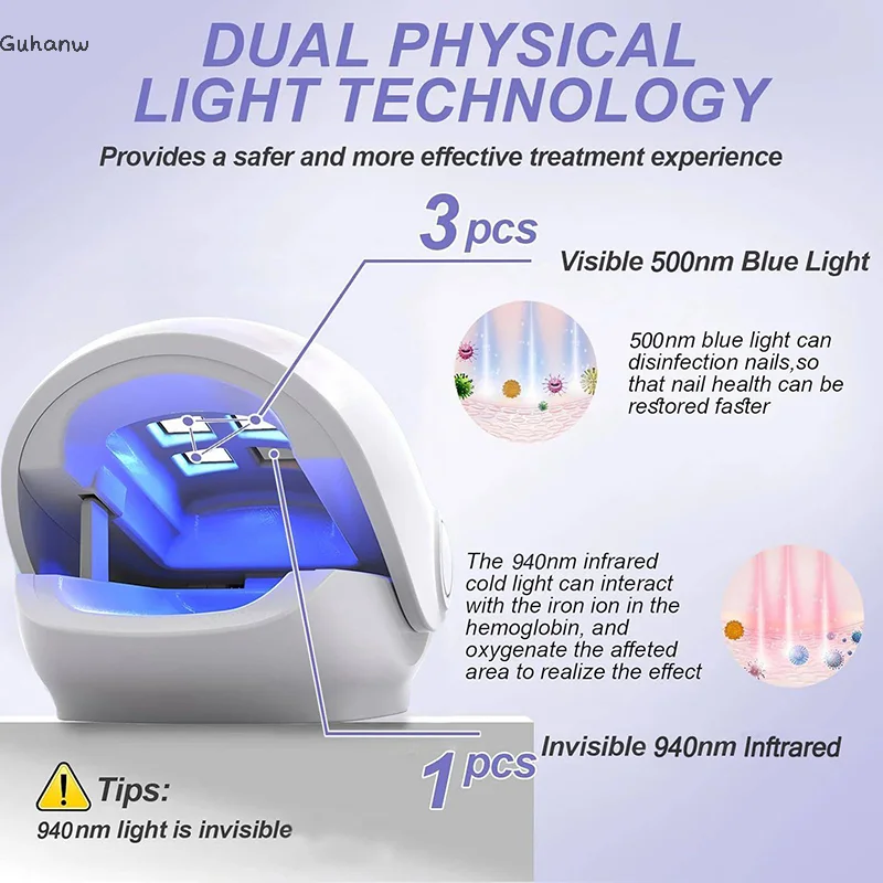

[WHB]USB Charging Nail Fungus Treatment Device-930nm Infrared & 470nm Blue Light LED Laser Onychomycosis Nail Care Phototherapy