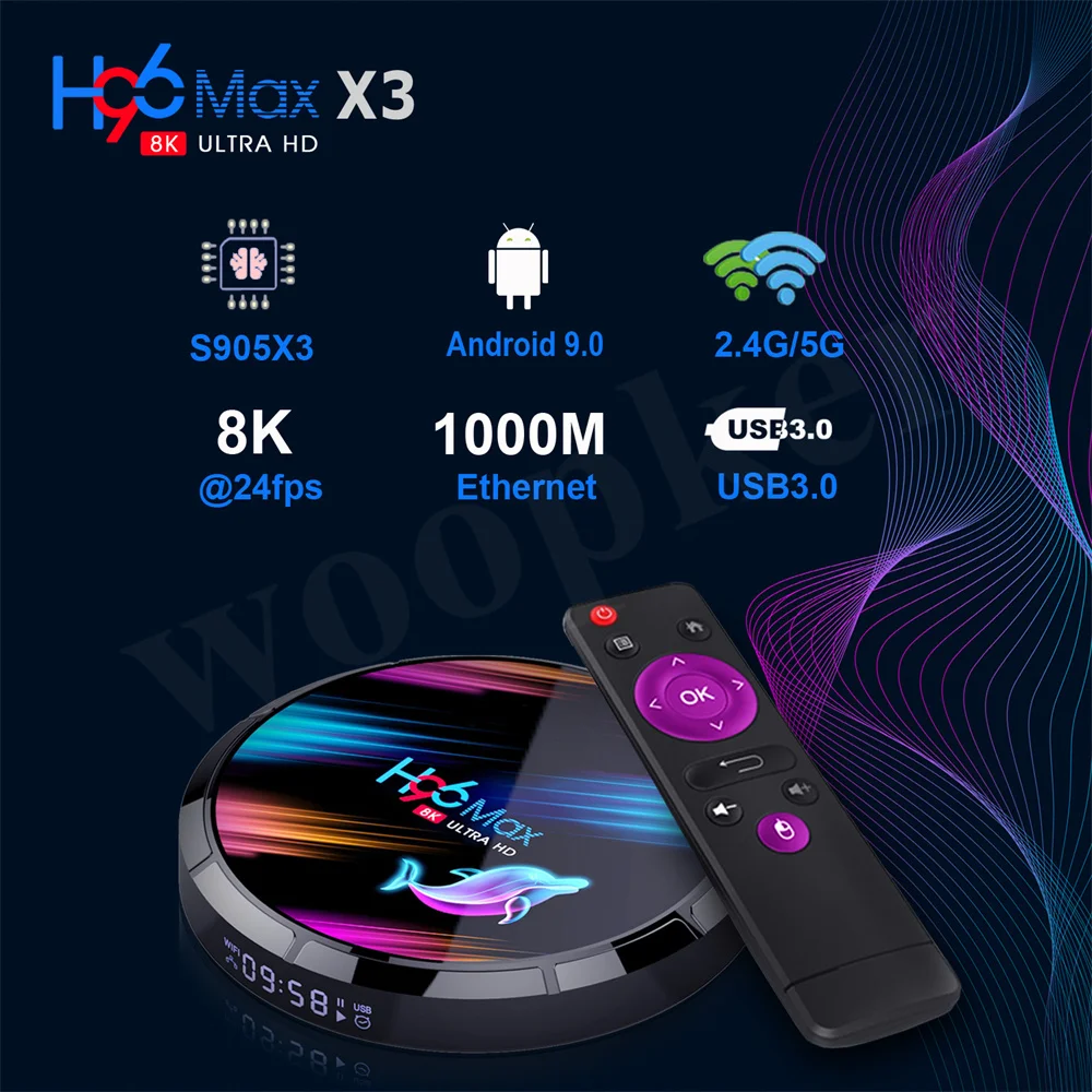 H96 MAX X3 Смарт ТВ бокс Amlogic S905X3 Android 9.0 8K 4 ГБ RAM 128 ГБ ROM Двойной Wi-Fi Медиаплеер Google Player Youtube Телевизионная приставка