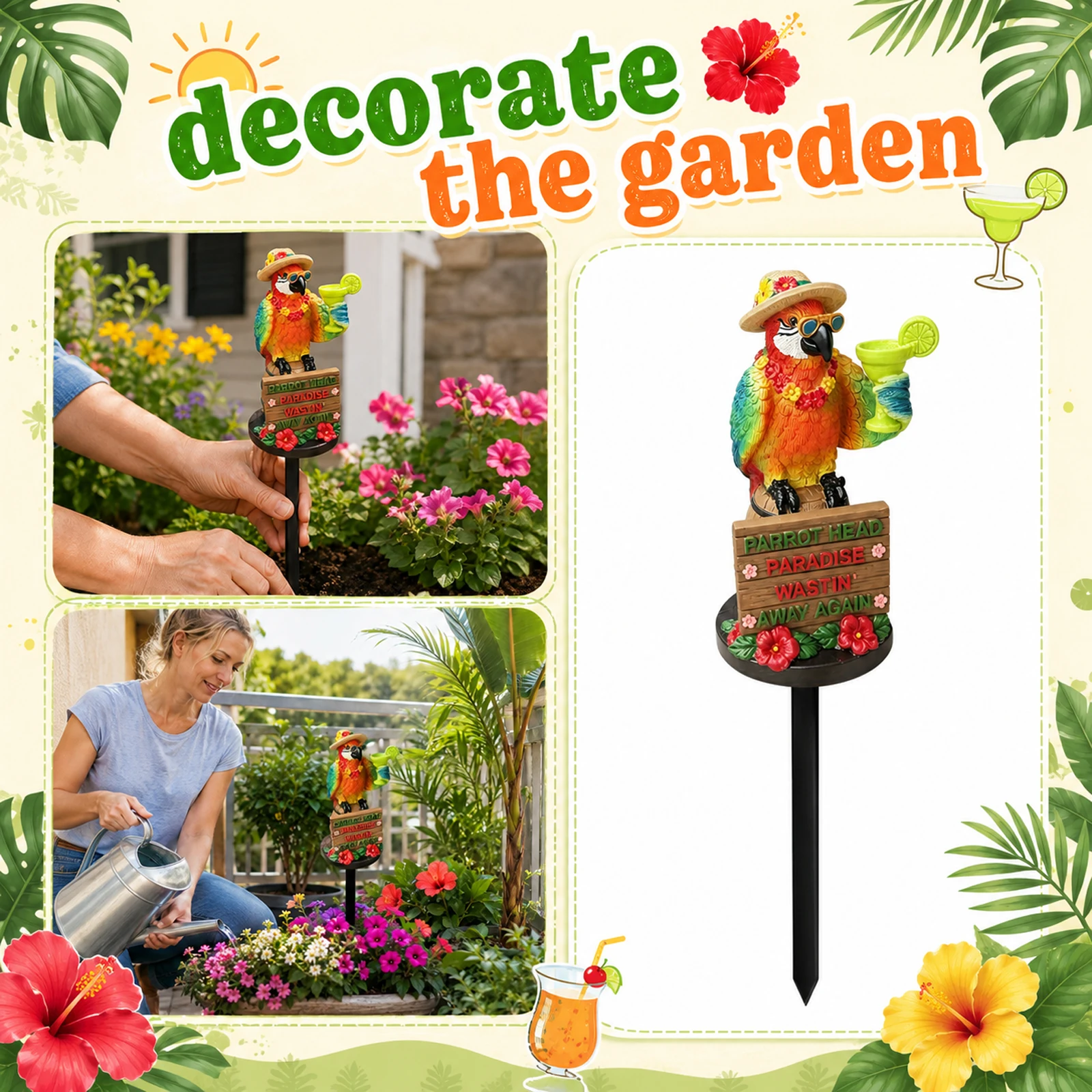 Solar-powered Parrot Garden Light Outdoor Waterproof Parrot Stake Lights for Patio Decoration