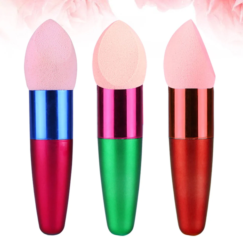 3 pçs pincéis de esponja de maquiagem molhado seco esponja escova fundação ovo puff mistura perfeita aplicação de limpeza de manchas