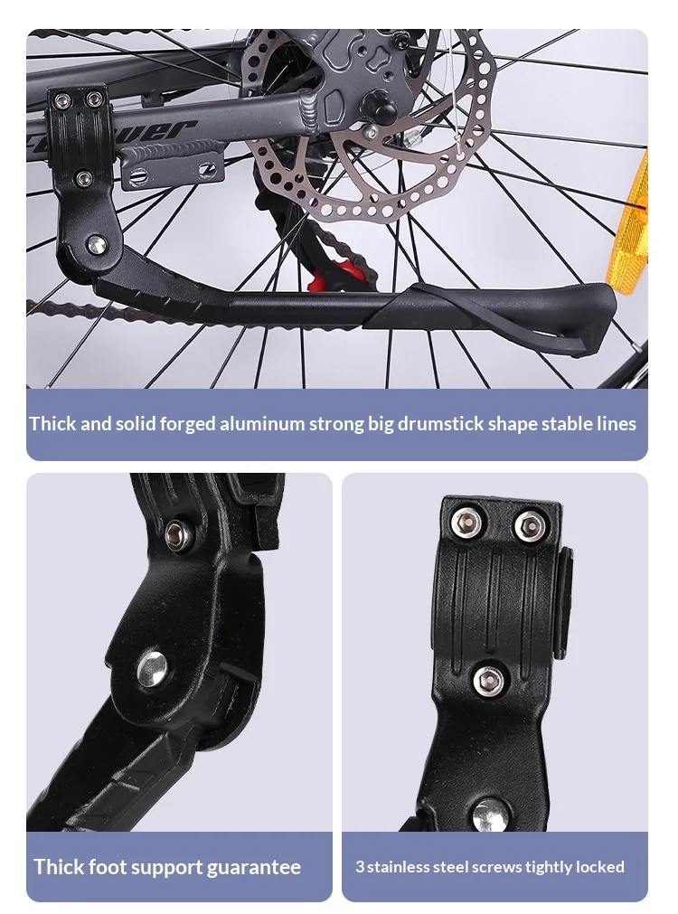 Verstellbarer Fahrradständer aus Aluminiumlegierung, hinten montierter Fahrrad-Seitenständer für MTB, Mountainbike, Rennrad, Fahrradzubehör – Detail 10